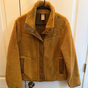 L.L. Bean Mustard Yellow Sherpa Fleece Jacket